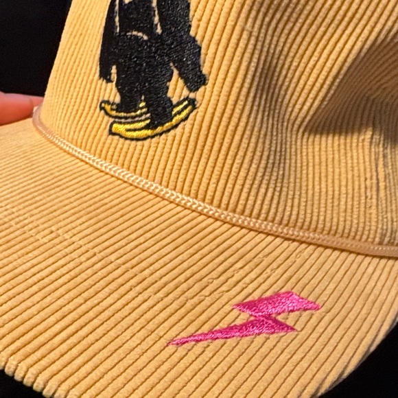 Yellow Corduroy Cap with Gorilla and Lightning Bolt - Picture 3 of 7